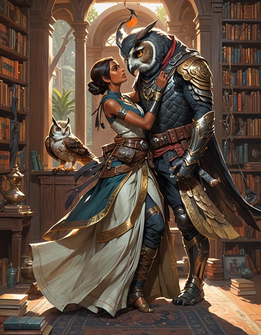Owl Ninja Anti-Hero Portrait in Opulent Library
