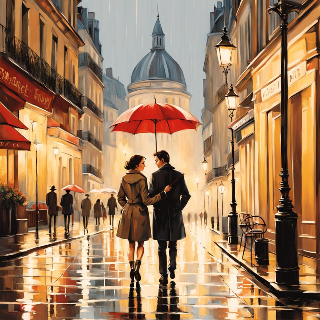 Rainy Night in Montmartre: Parisian Romance