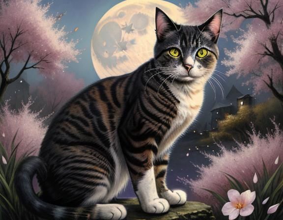 Cat Eyes Reflect Spring Moon