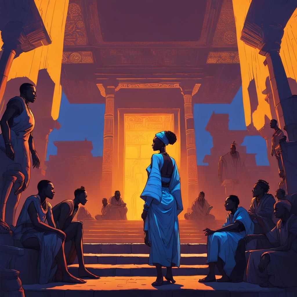 African Prophetess Queen Teaches Kings in Cyberpunk Style