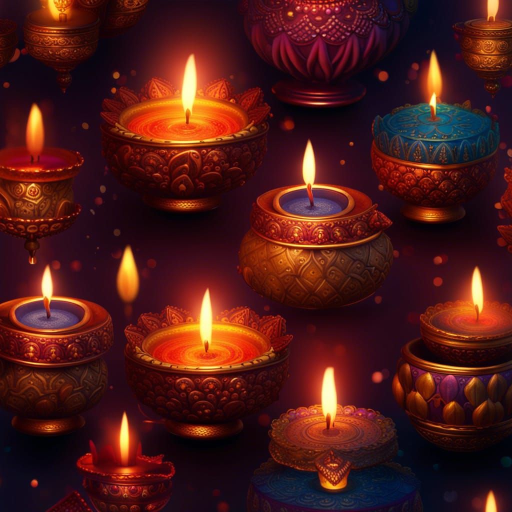 Diwali Celebration: Intricate Candle Light Patterns