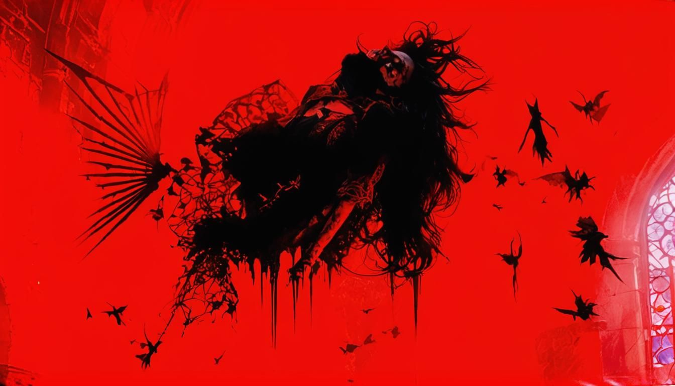 Ethereal Gothic Vampire Goddess in Abandoned Cathedral