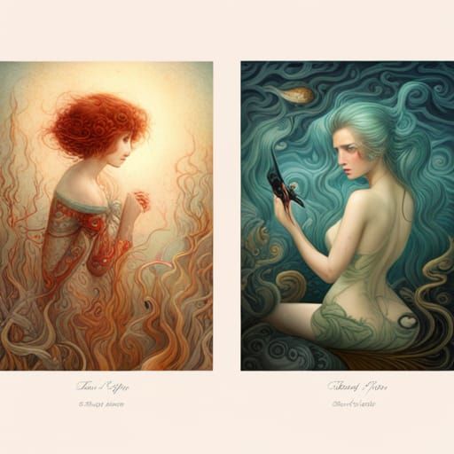 Elegant Fantasy Carp in Watercolor, Artstation Quality