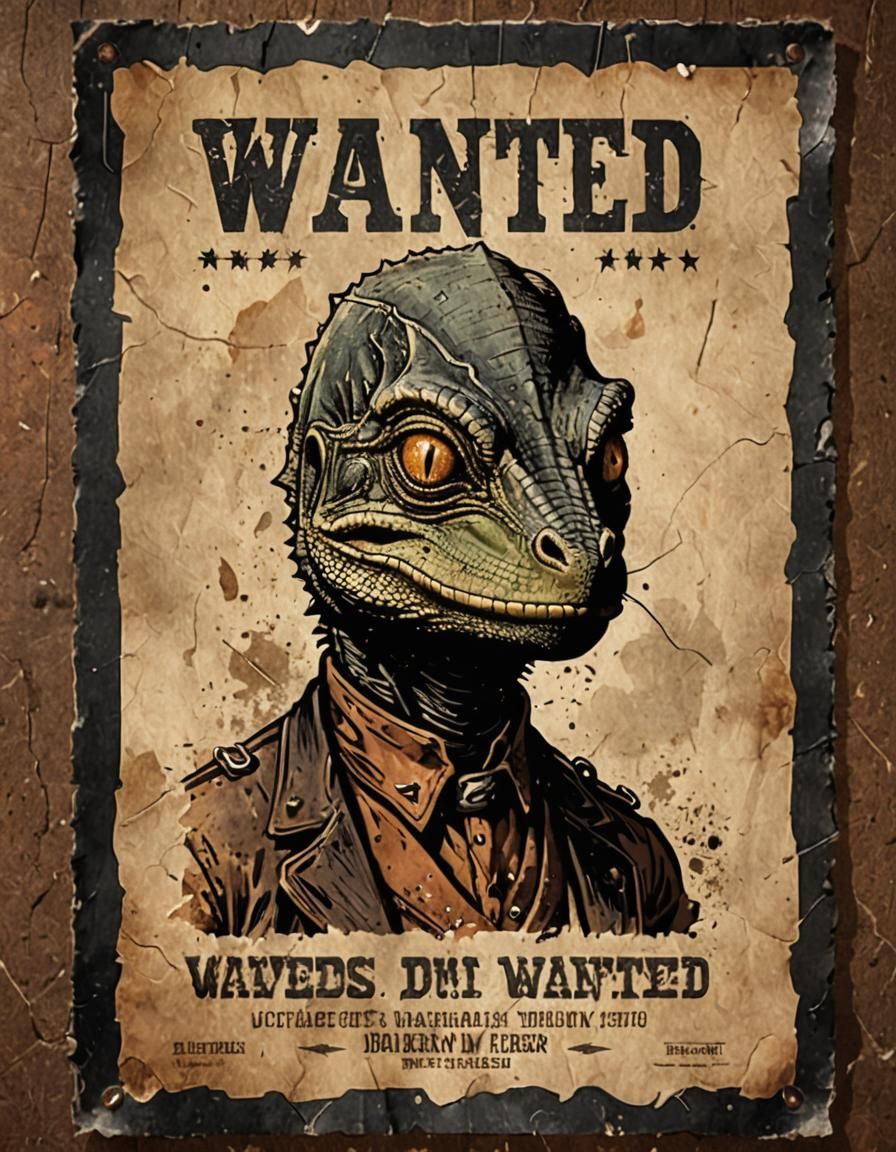 Wanted Poster: Lizard Alien in Space Attire