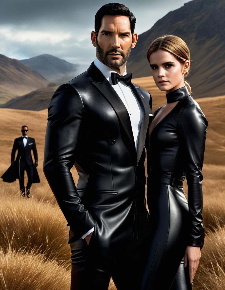 James Bond Movie Poster with Tuxedo and Catsuit