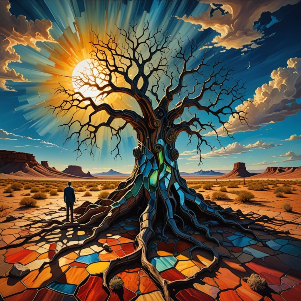 Chrome Circuit Tree in Shattered Glass Desert