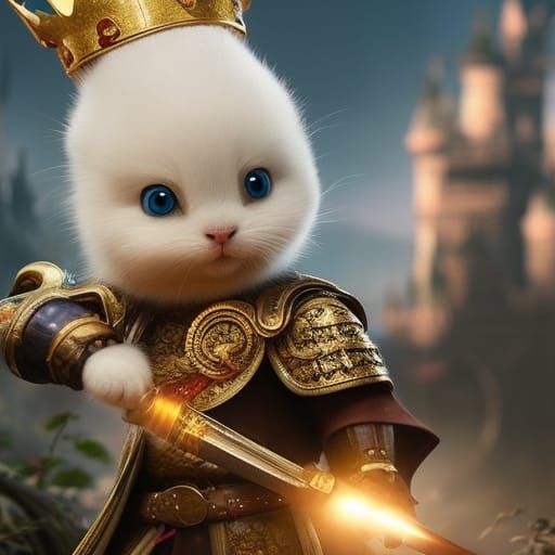 Cute Rabbit as King Arthur in Cartoon Style