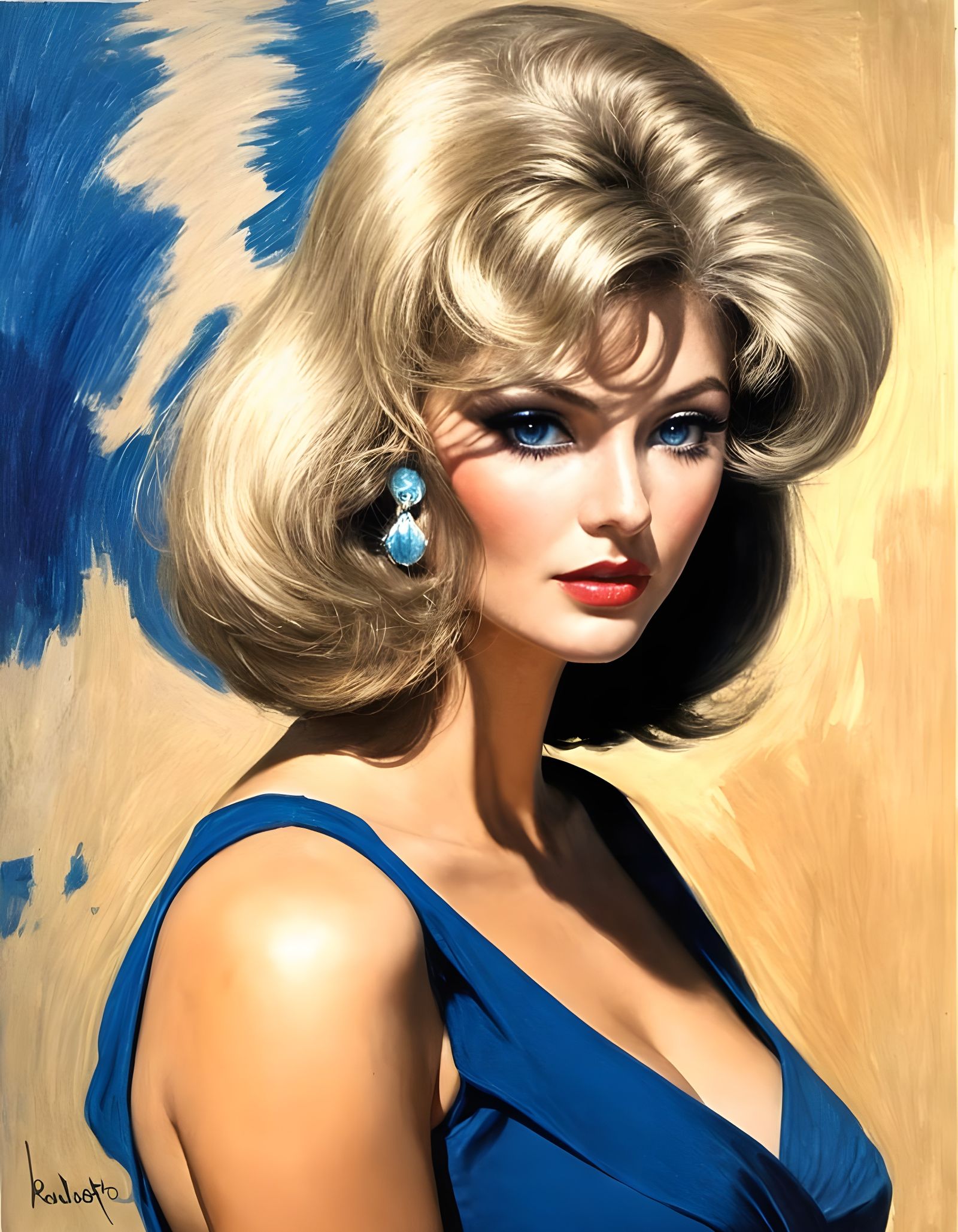 Morgan Fairchild Impressionist Portrait with Blue Eyes
