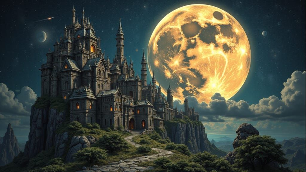 Magical City Growing on Crescent Moon