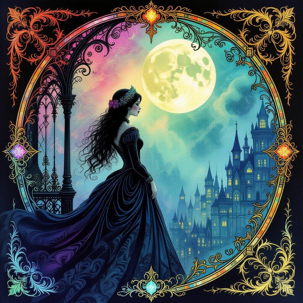 Dreamy Dark Fairytale Victorian Gothic Painting