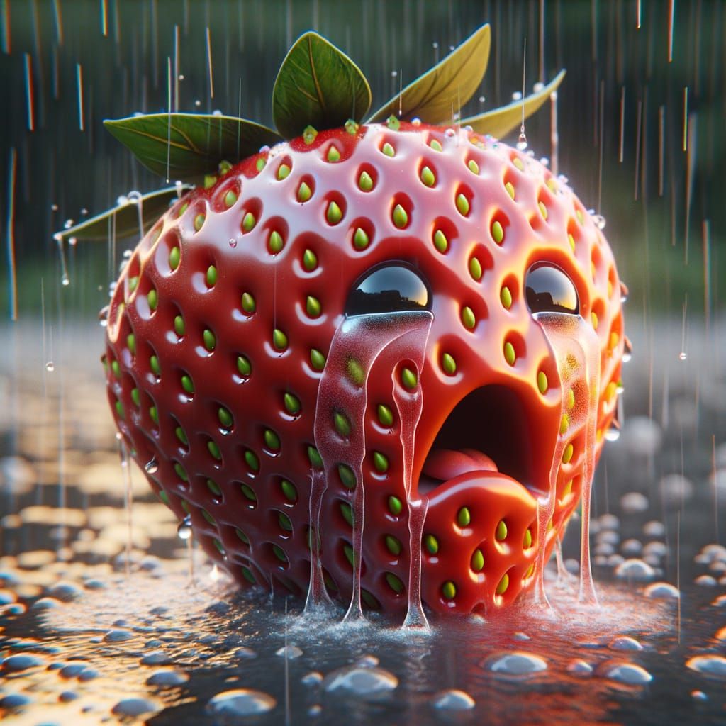 Sad Strawberry Cries in the Rain