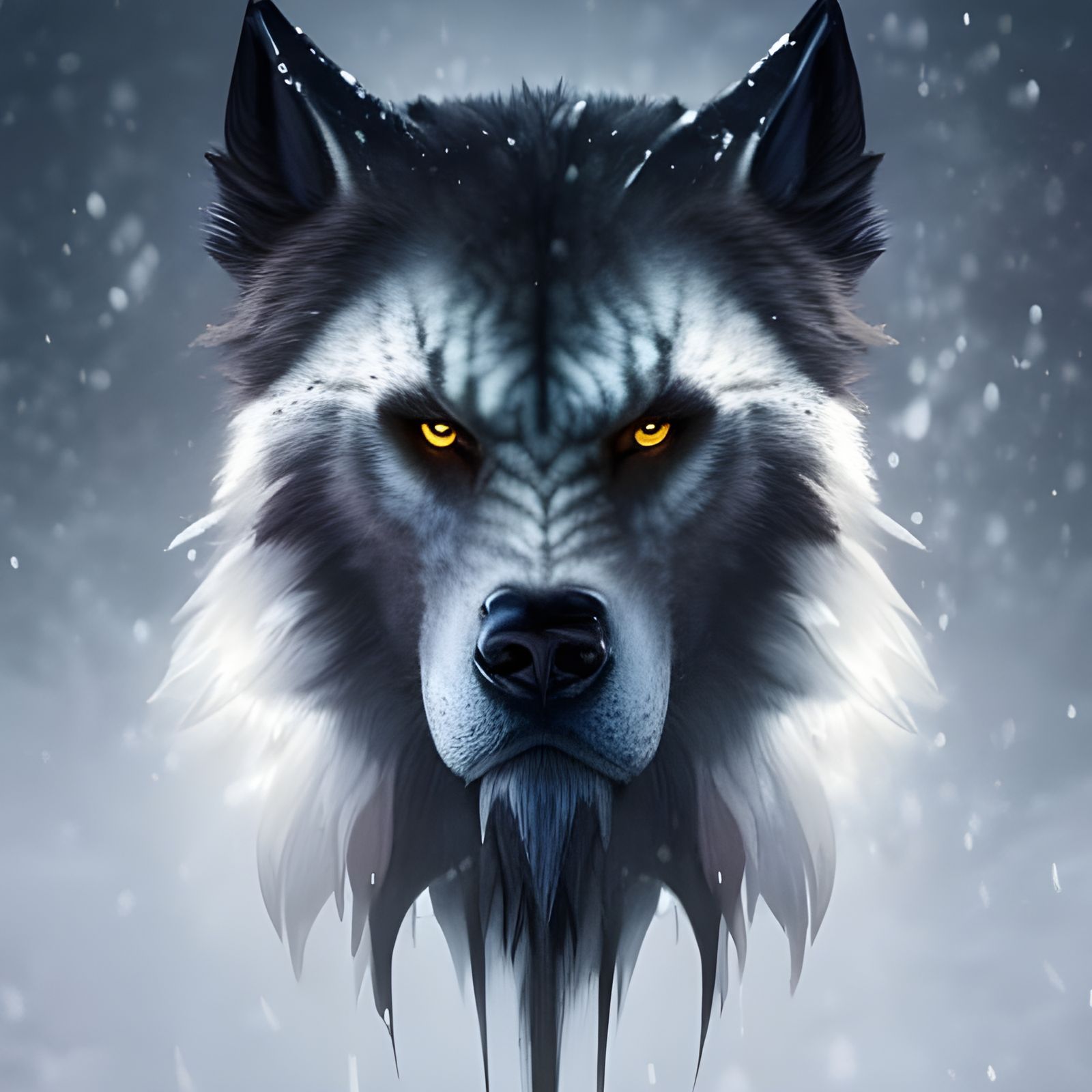 Savage Werewolf Portrait in Winter, Digital Art