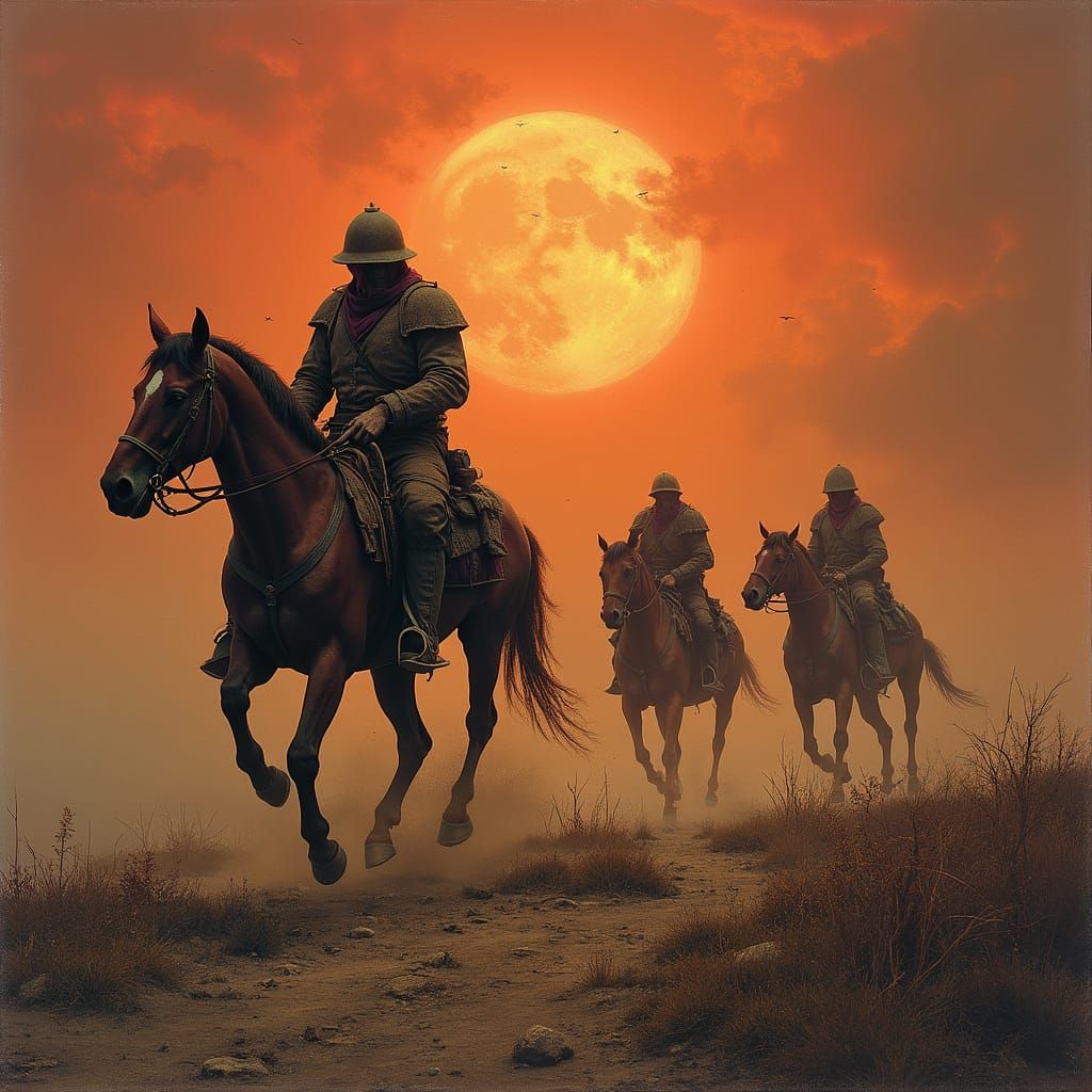 Barbaric Battlefield Under Blood Moon in Dark Fantasy Style