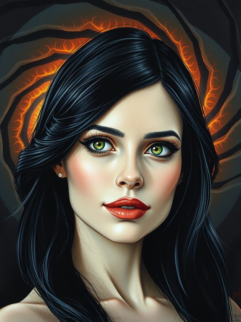 Dreamlike Woman in Retina Landscape