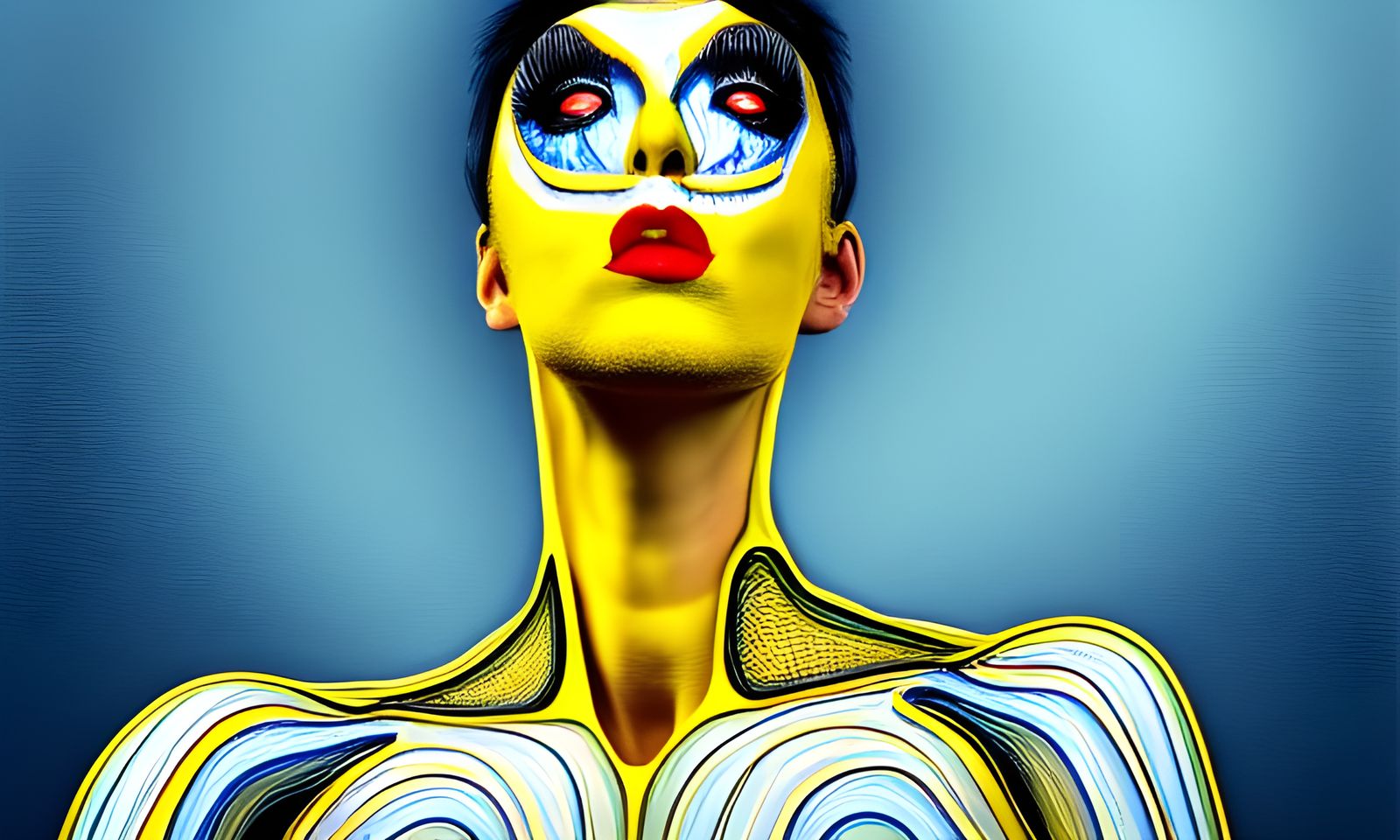 Mime Performer in Glass Contour, Hyperdetailed