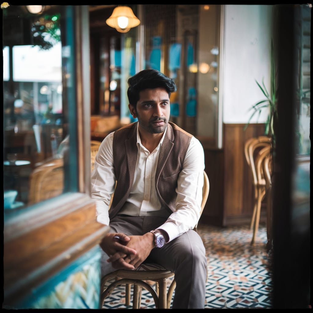 Vintage Indian Gentleman in Cafe Setting
