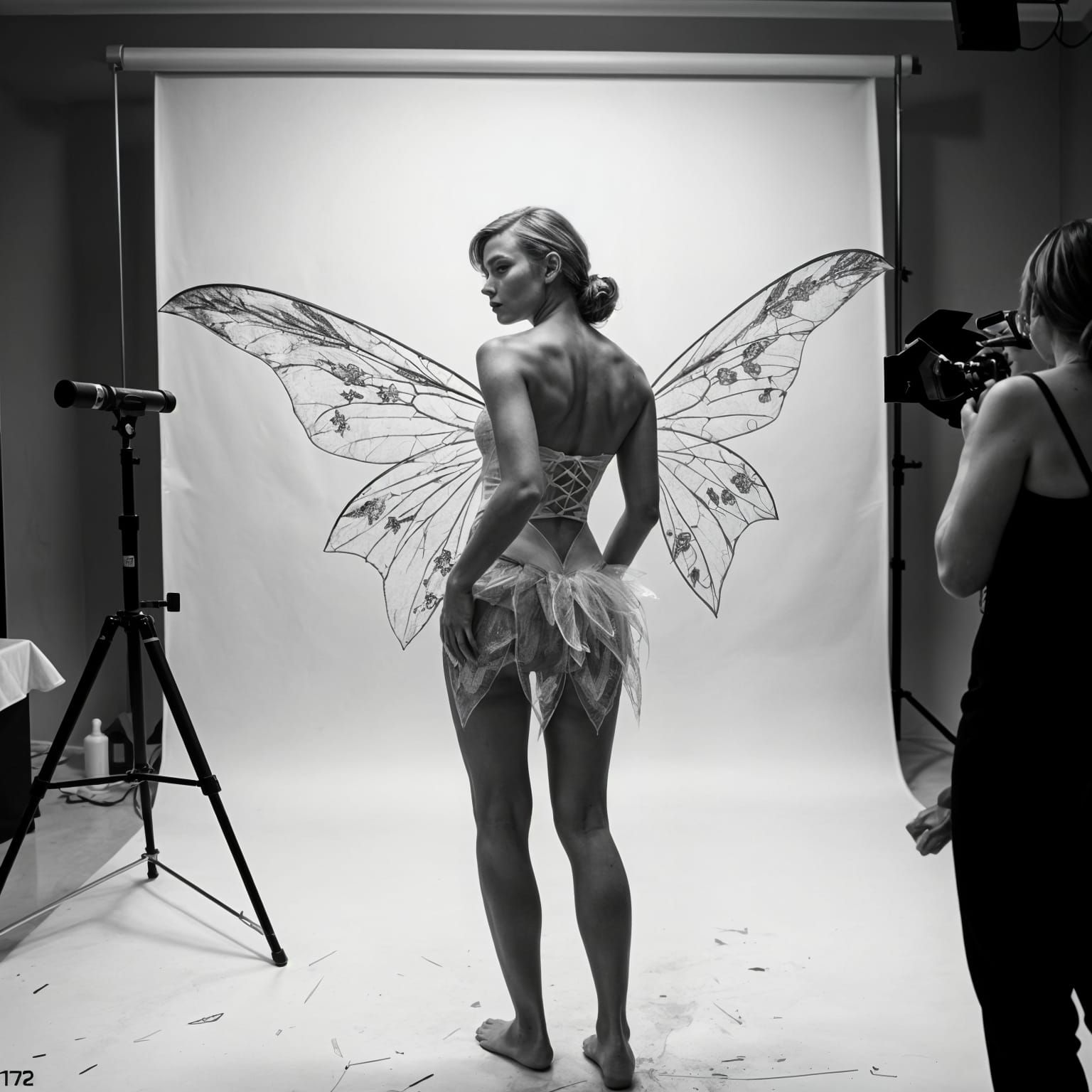 Backstage Fairy Model in Black and White