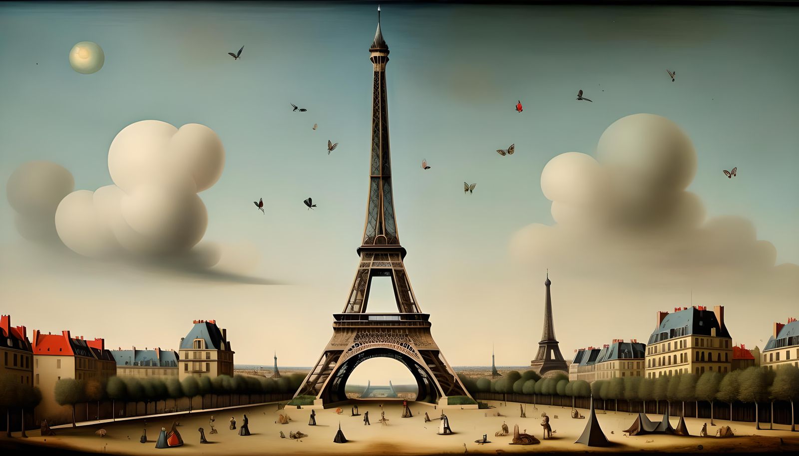 A Re-Imaging of The Eiffel Tower In The Art Style of Hierony...