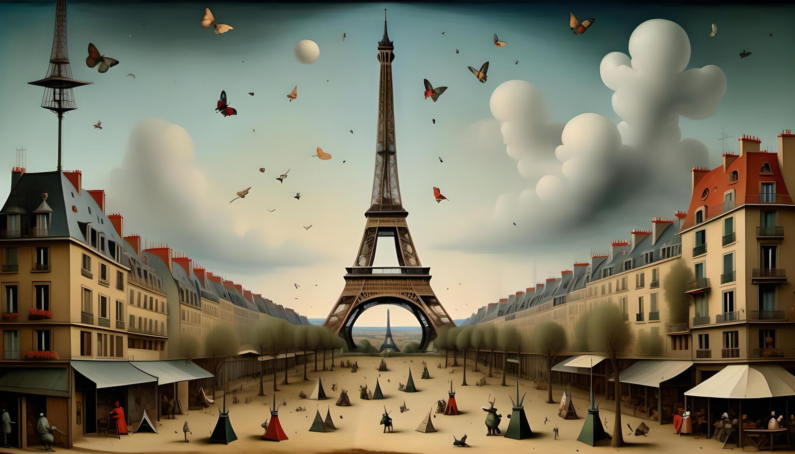 A Re-Imaging of The Eiffel Tower In The Art Style of Hierony...