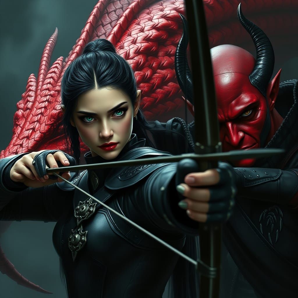 Fantasy Trio Ready for Battle in Dark Ambiance