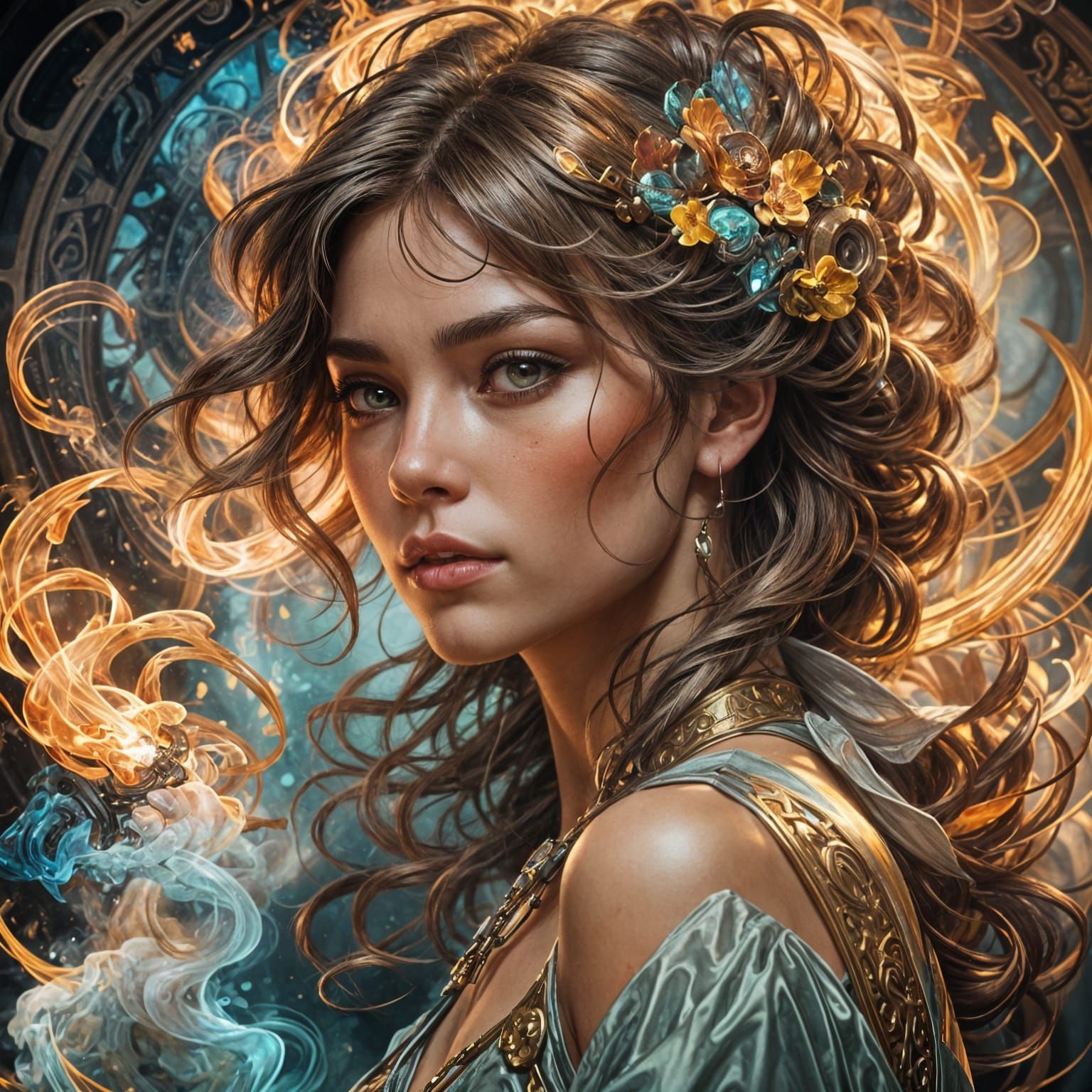 Detailed Portrait in Dynamic Lighting Concept Art