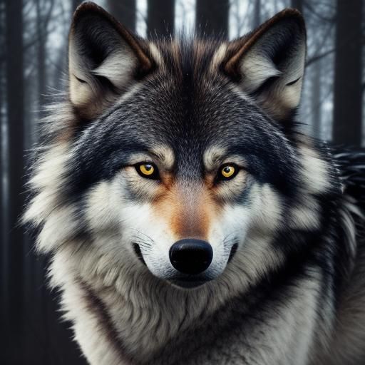 Detailed Wolf Portrait in Fantasy Illustration Style