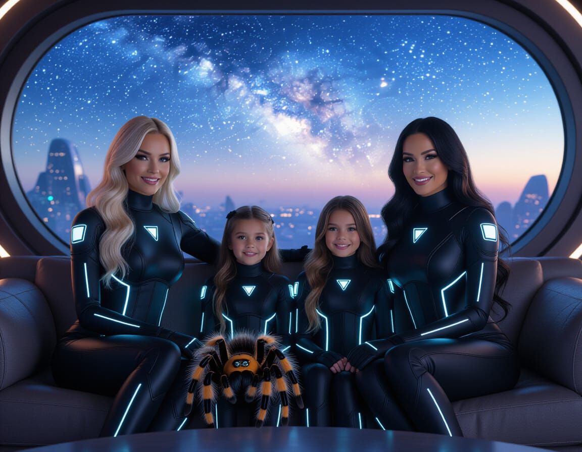 Sci-Fi Family Portrait with Alien Pet