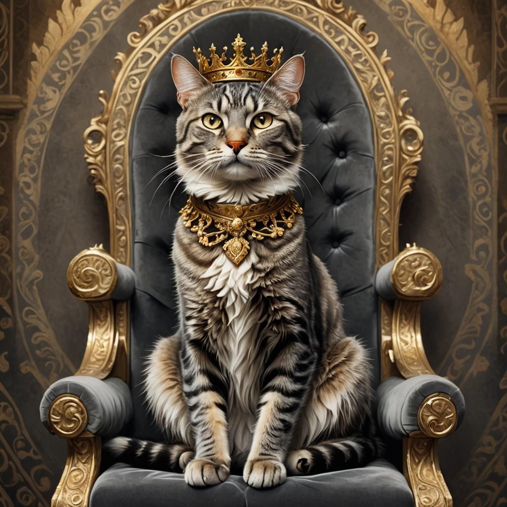 Gray Tabby Cat as Feline Royalty