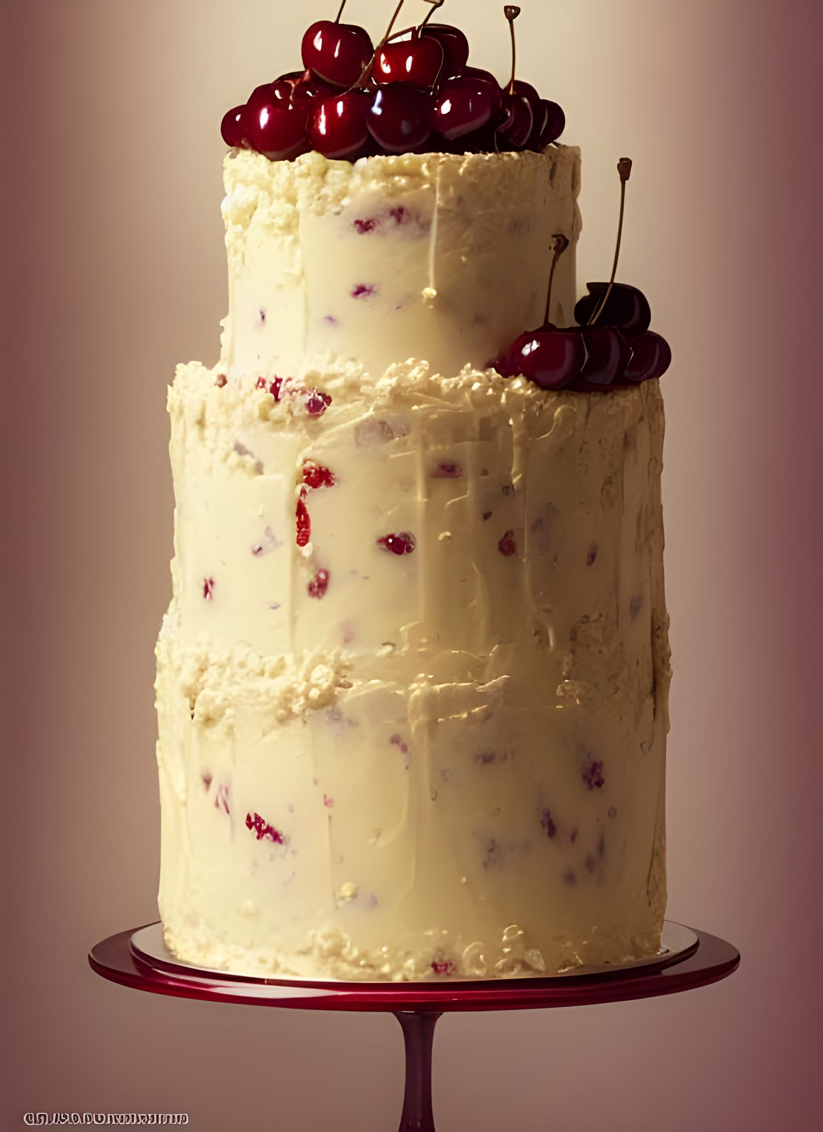 Delicious Wedding Cake Slice with Cherries