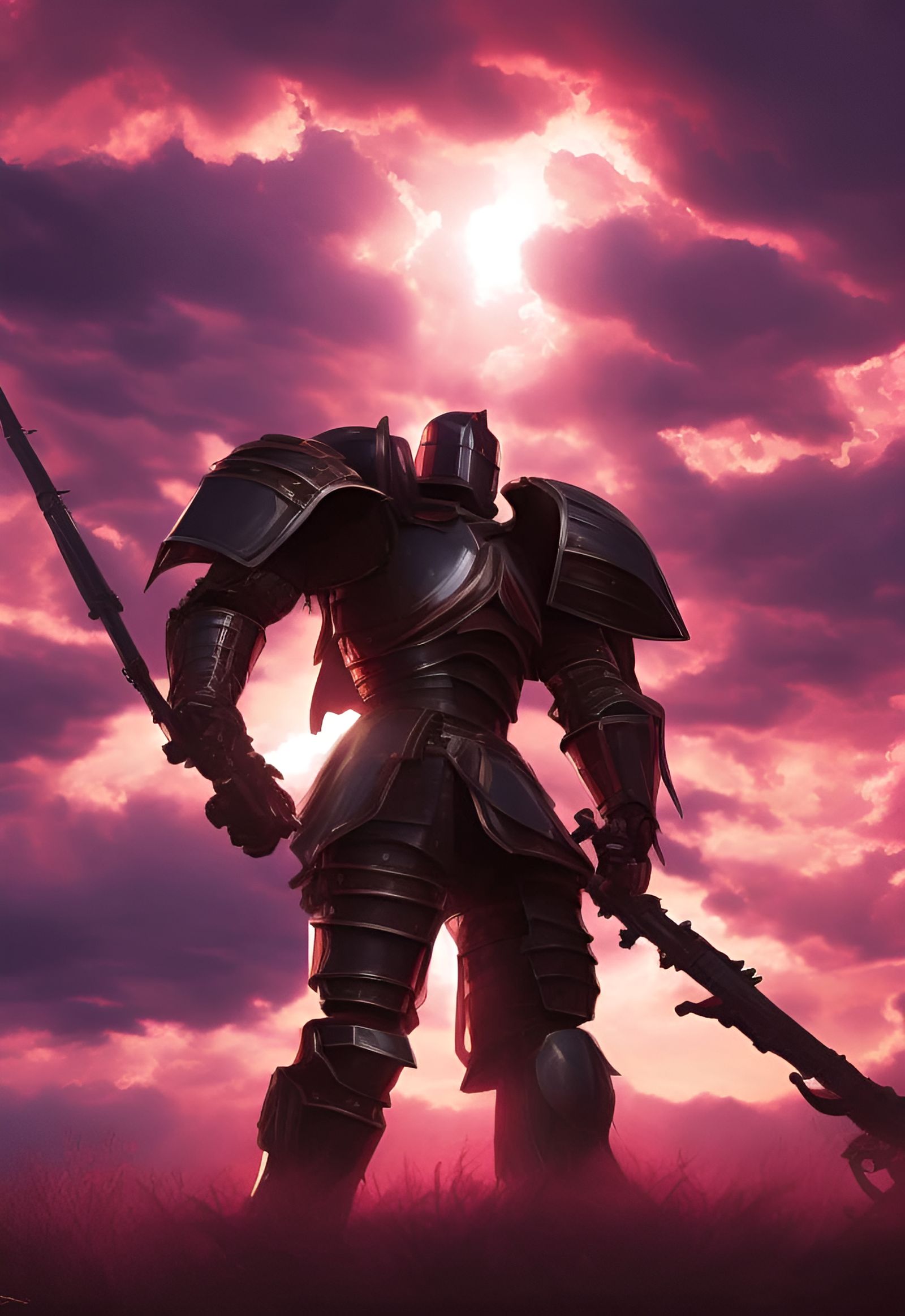 Armored Knight Portrait in Anime Art Style