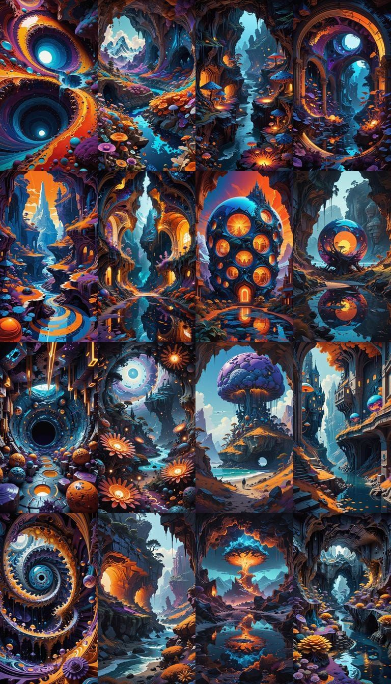 Psychedelic Isometric Landscape with Fractal Geometry