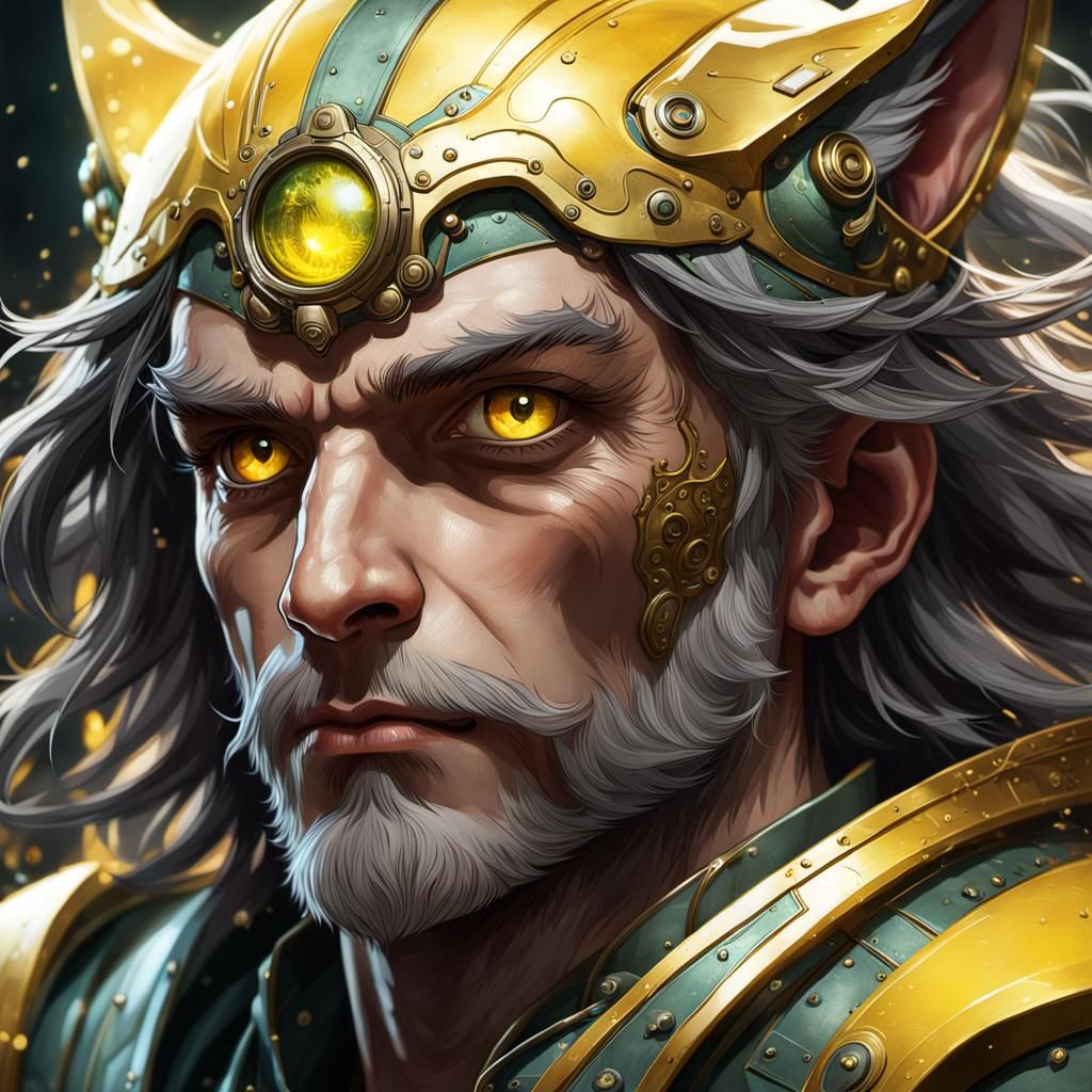 Detailed Portrait with Color-Changing Yellow Eyes