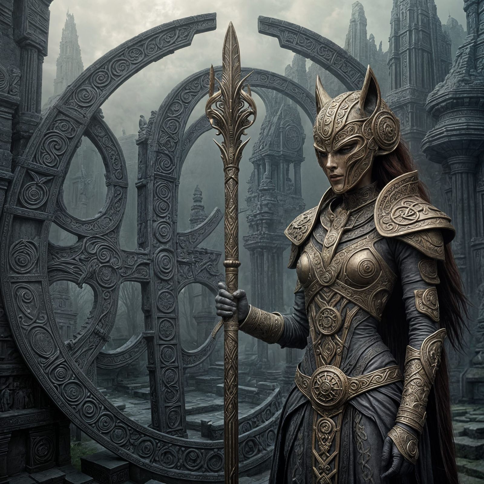 Celtic Warrior Goddess Pays Homage to Alien Deity in Cyberpu...