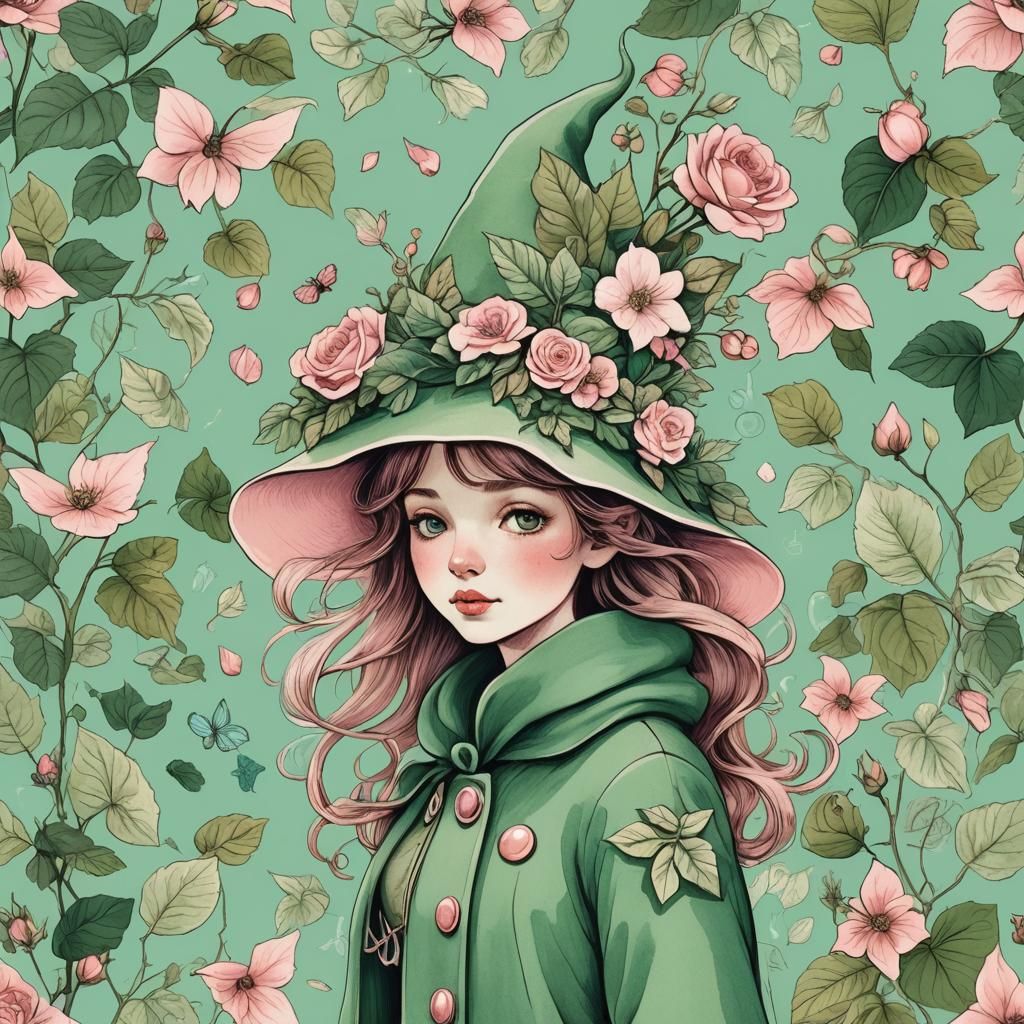 Whimsical Fairy Laughing in Pastel Autumn Colors