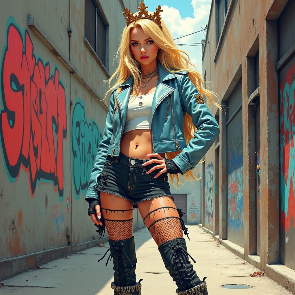 Punk Rock Princess Cinderella in Urban Setting