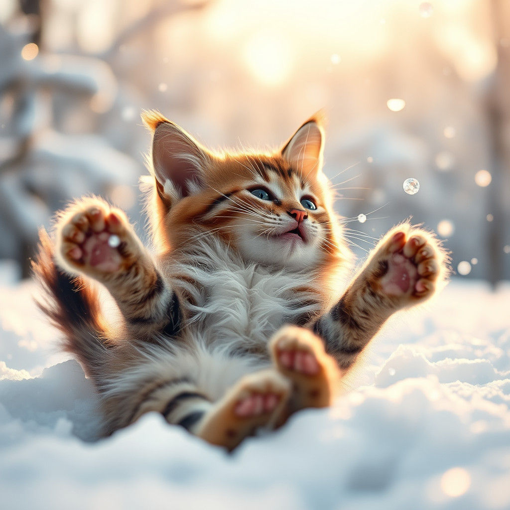 Playful Bengal Kitten in Winter Wonderland