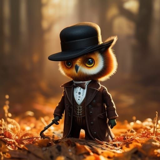 Steampunk Chibi Owl in London: Album Cover Art