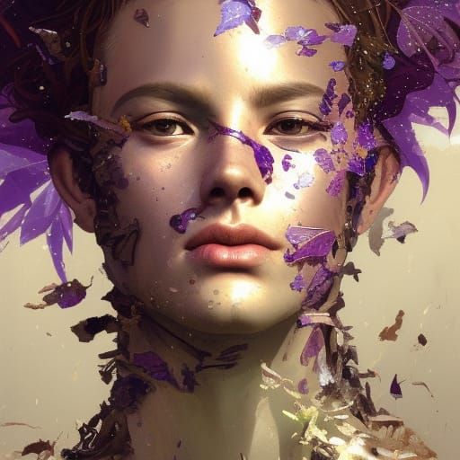 Purple-leaved Tree Portrait in Hyperdetailed Style