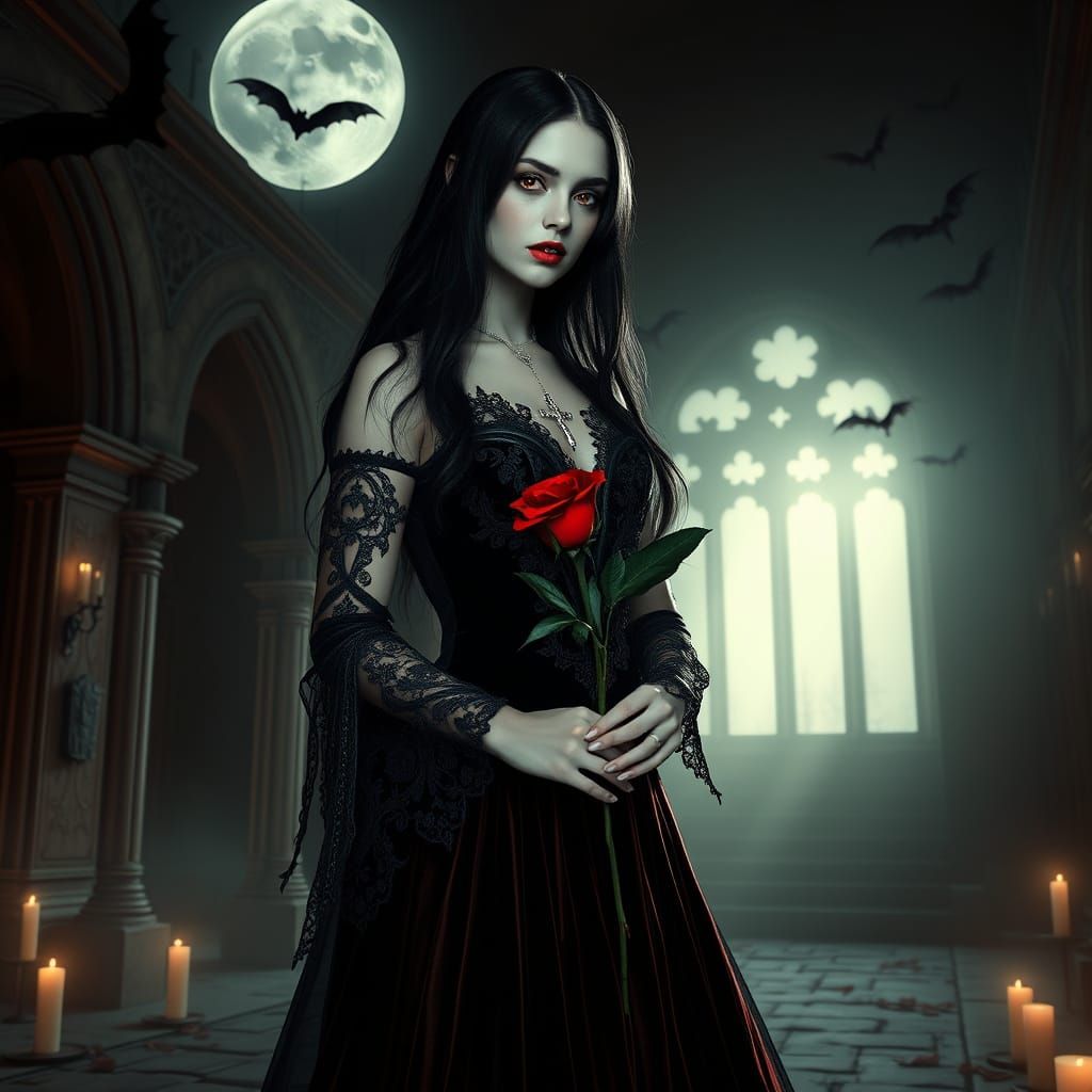 Gothic Vampire in Moonlight Cinematic Portrait