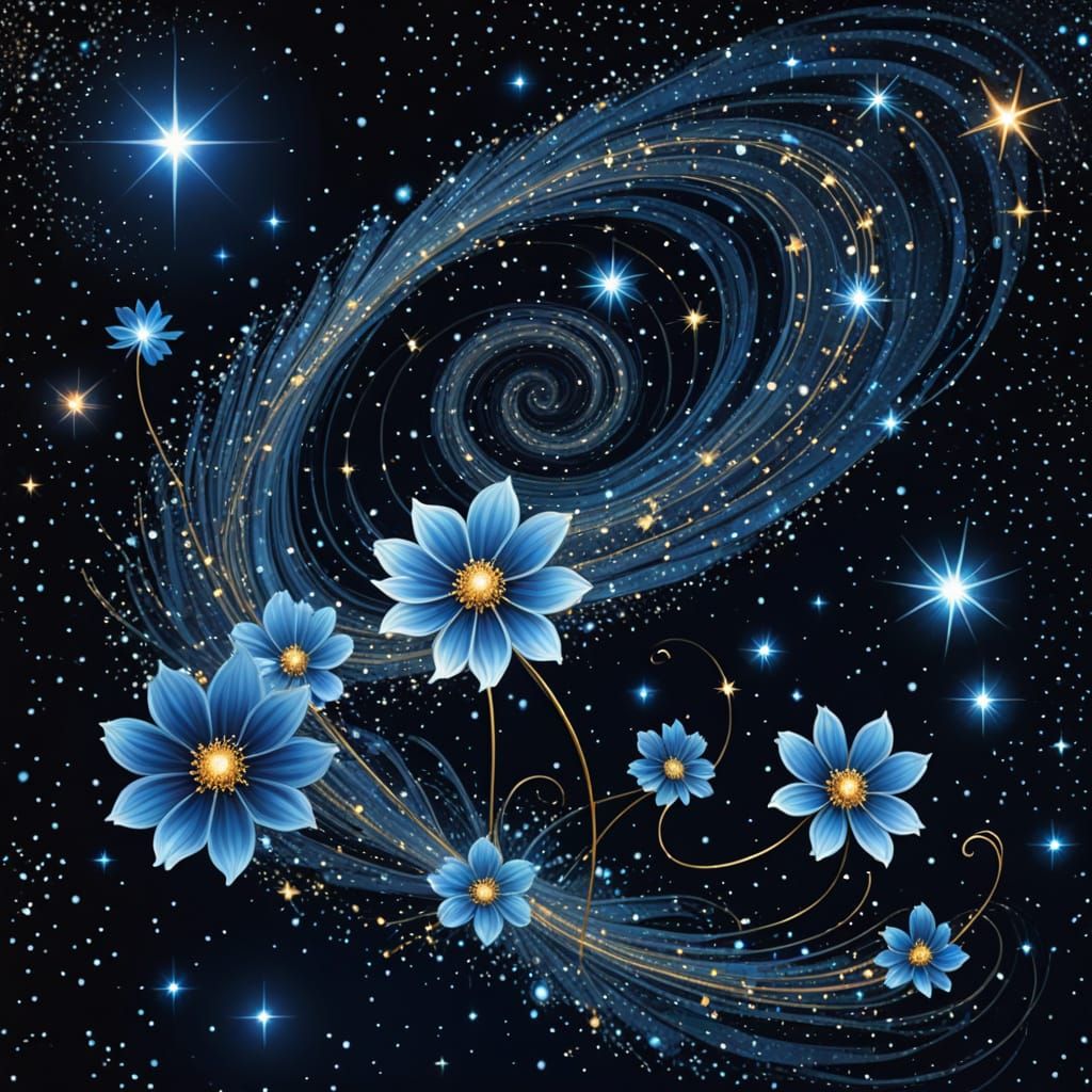 Ethereal Stardust Being in Midnight Blue Cosmos