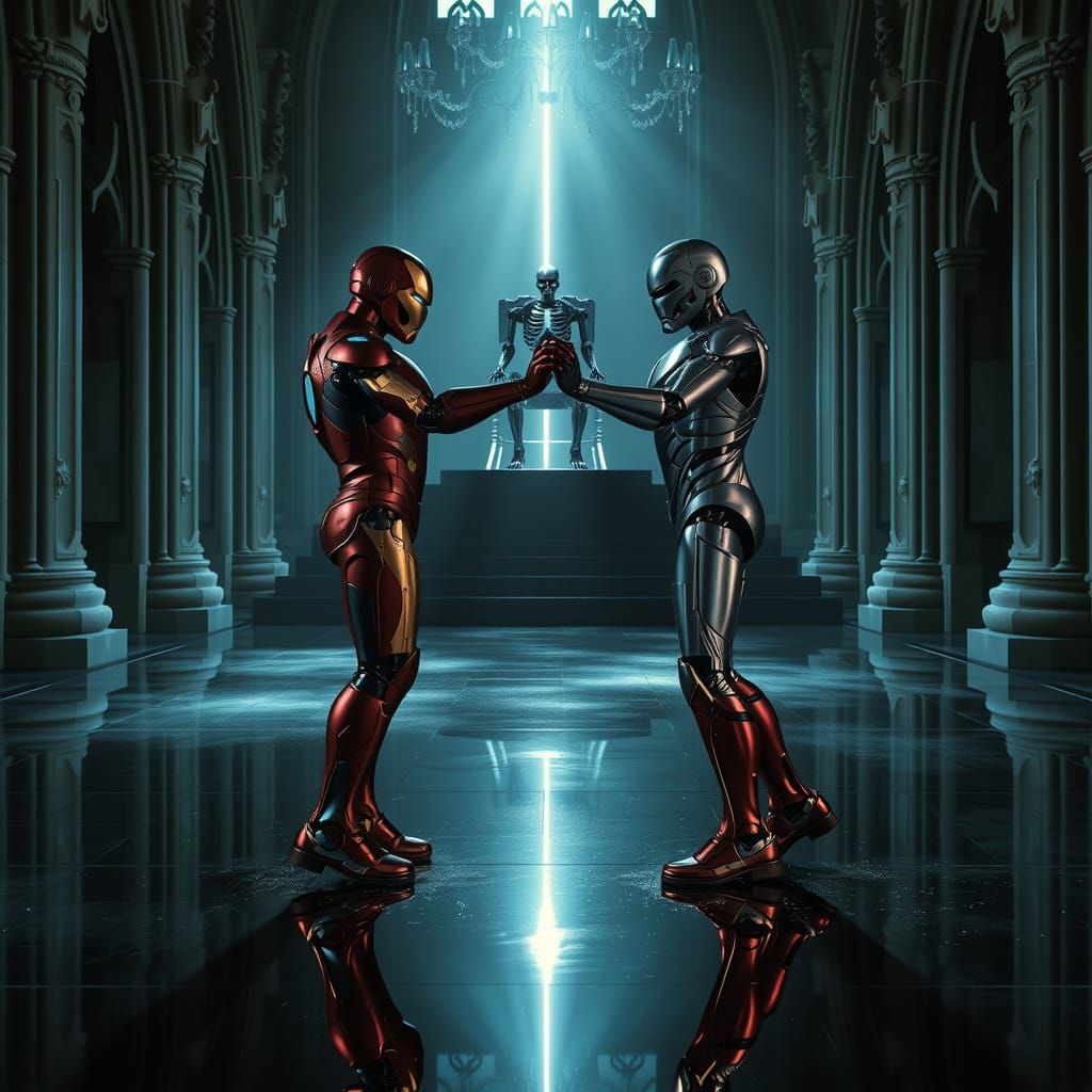 Elegant Dance of Iron Warriors in Gothic Grandeur