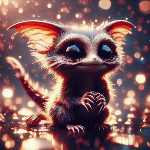 Hyperrealistic Adorable Gremlin with Bokeh Effect