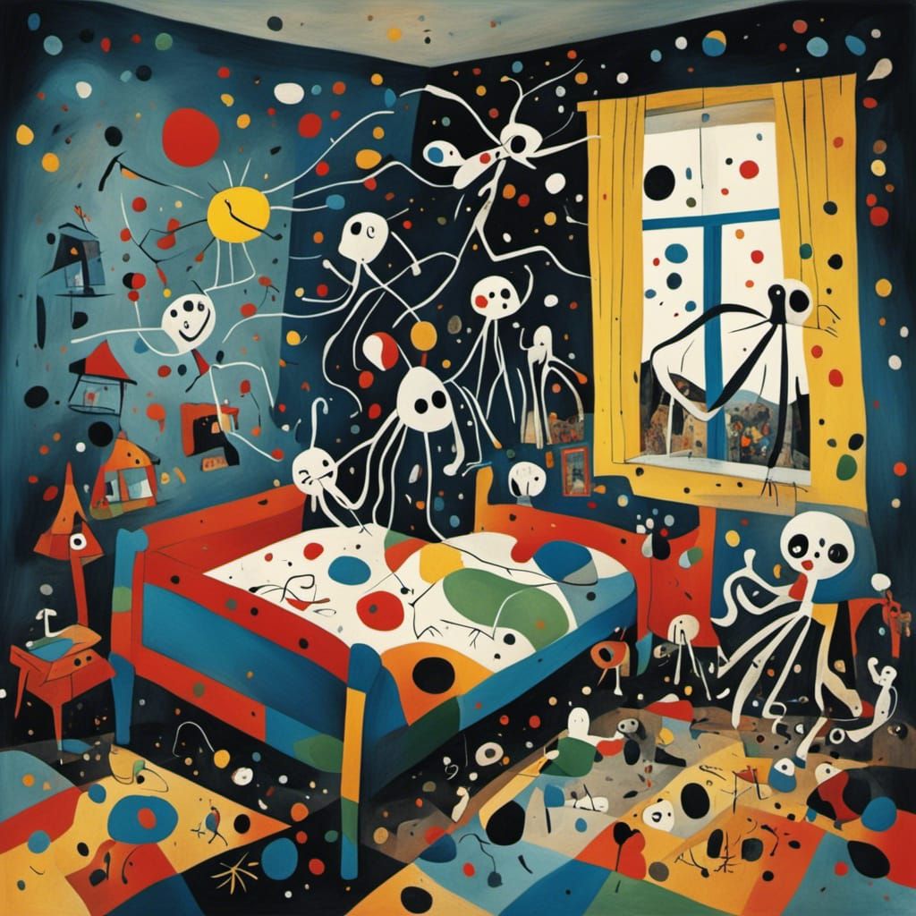 Surreal Monster Lurks Under Bed at Night