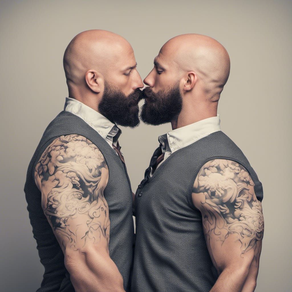 Identical Twin Brothers Share a Kiss