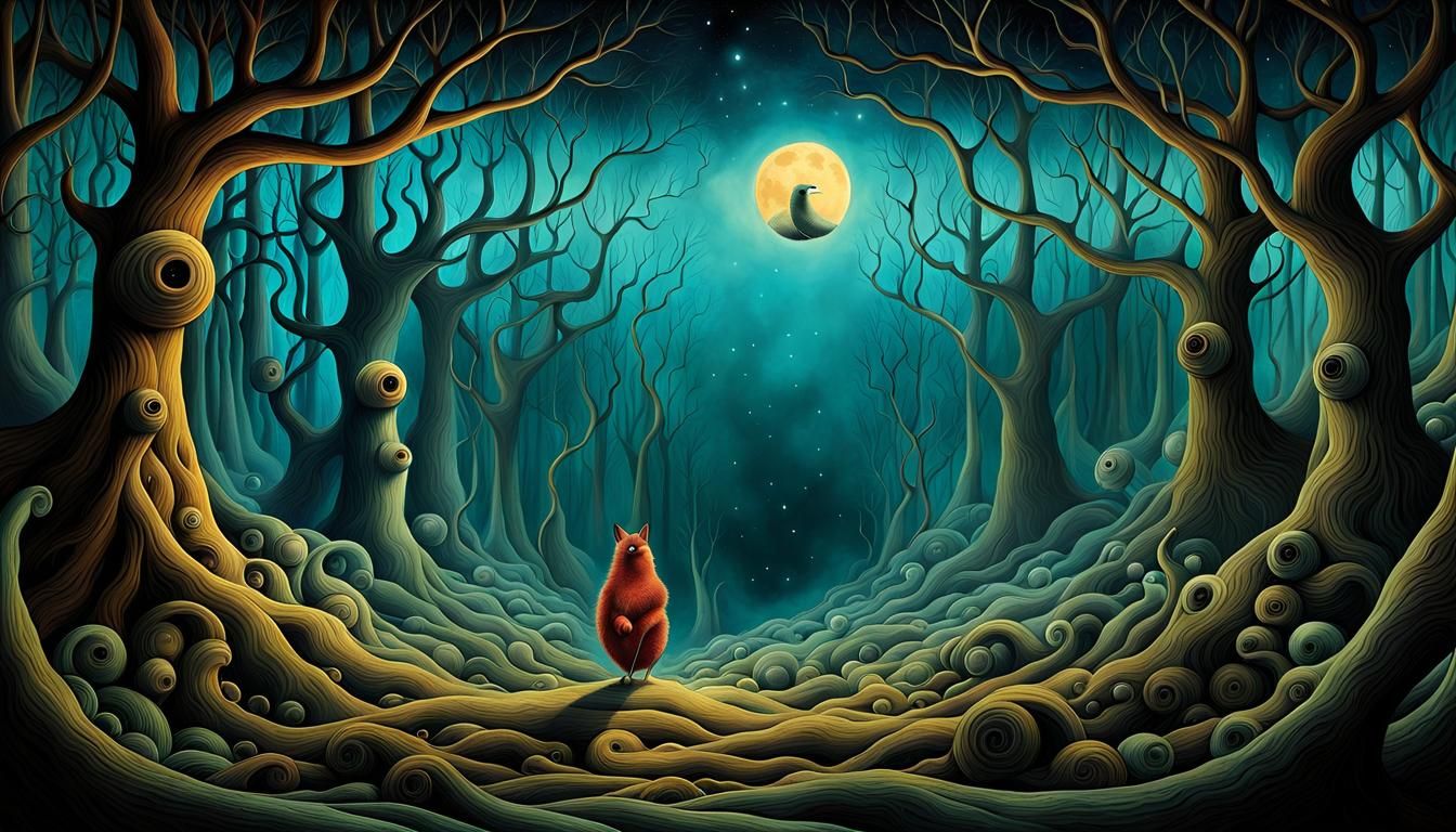 Surreal Landscape with Strange Creatures