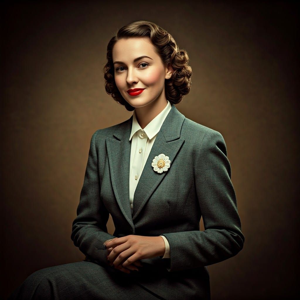 Elegant 1940s Woman in Tailored Suit Portrait