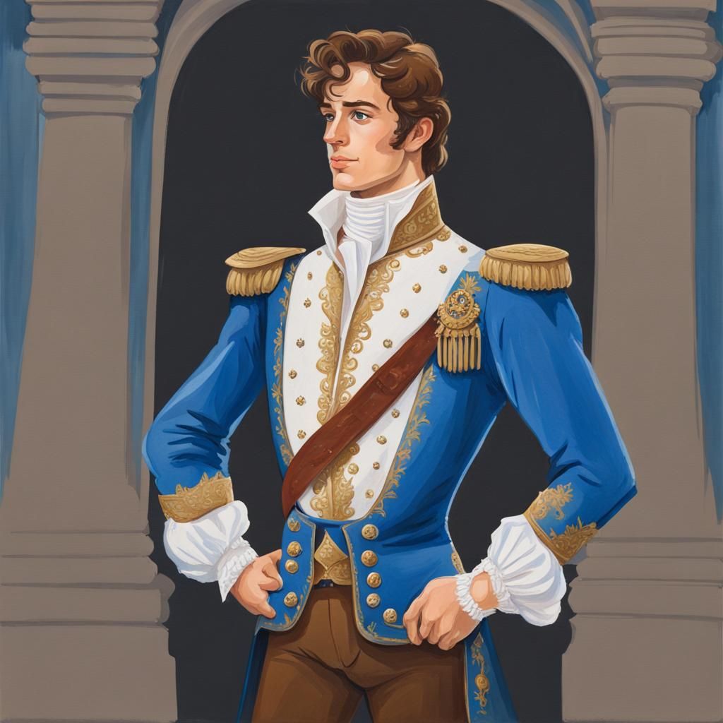 Prince Charming in Detailed Gouache Painting