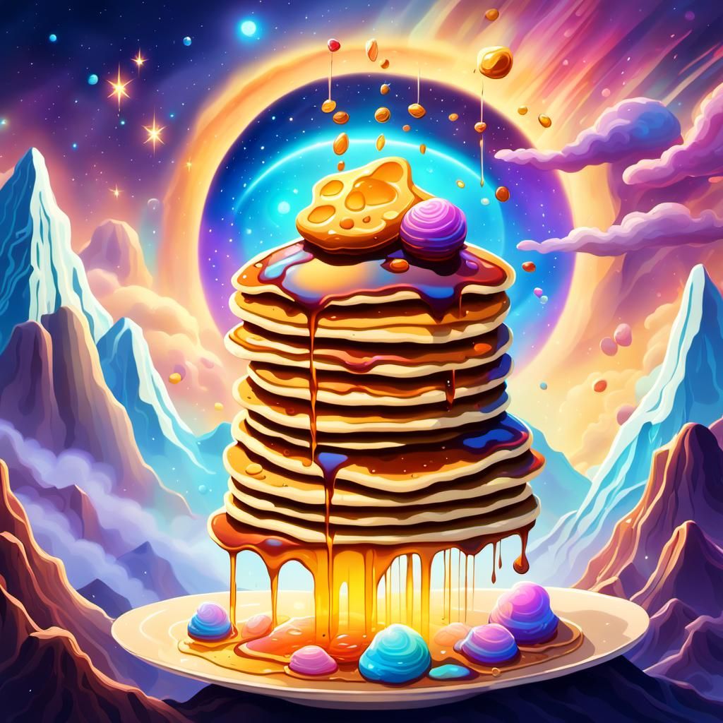 Surreal Pancake Mountain: Holographic Cosmic Illustration