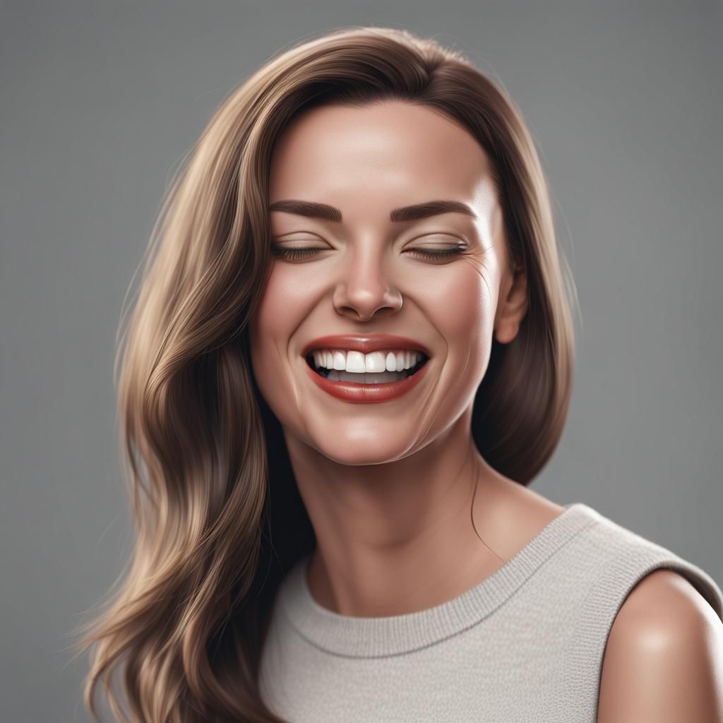 Brunette Woman Mid-Wink: Photorealistic Portrait
