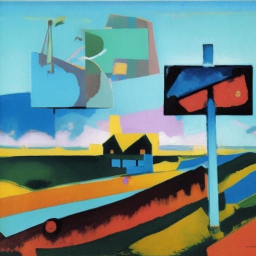 Abstract Billboard Inspired by Expressionism and Surrealism